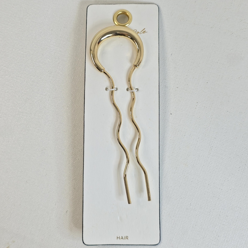 Free People Careless Whisper Hair Pin Gold Crescent Round Updo Accessory NWT